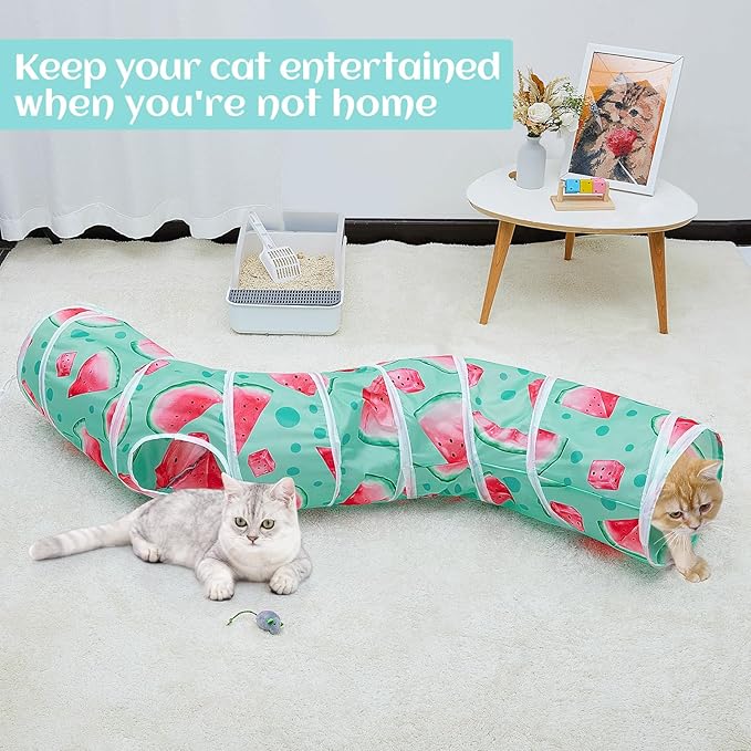Cat Tunnel, S-Shape Cat Tunnels for Indoor Cats Foldable Cat Toys Cute Cat Tube with Mouse Toy Pet Cat Stuff