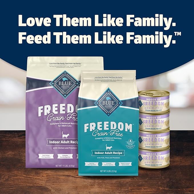Blue Buffalo Freedom Grain-Free Adult Dry Cat Food, Complete & Balanced Nutrition for Indoor Cats, Made with Natural Ingredients, Fish Recipe, 5-lb. Bag