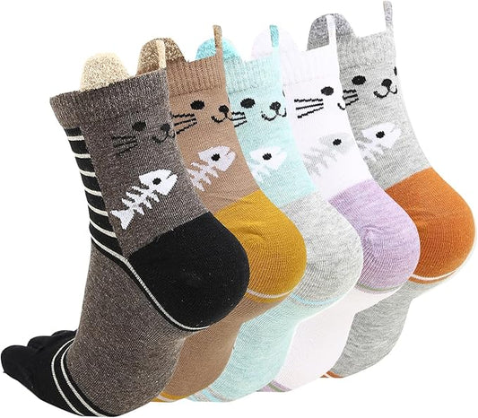 Benefeet Sox Funny Toe Socks Women Five Finger Socks Girls Cute Toe Seperated Cotton Socks Running Athletic Christmas Gifts