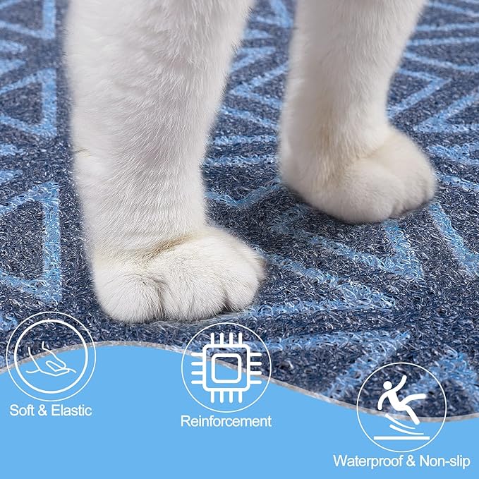 Bienbee Cat Litter Mat, Cat Litter Mat Litter Trapping Mat, Easy to Clean, Soft Litter Box Mat for Cat, Kitty, PVC Material Pad