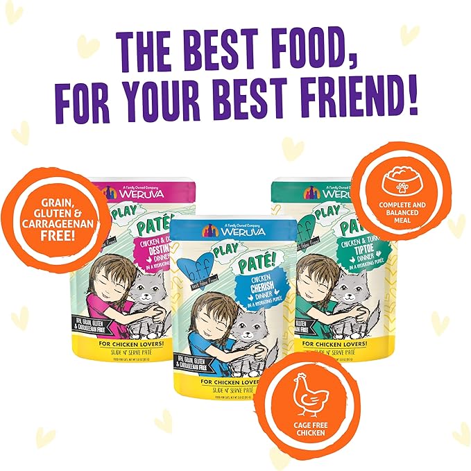Weruva B.F.F. Play - Best Feline Friend Paté Lovers, Aw Yeah!, Paté Soiree! Variety Pack, 3oz Pouch (Pack of 12)