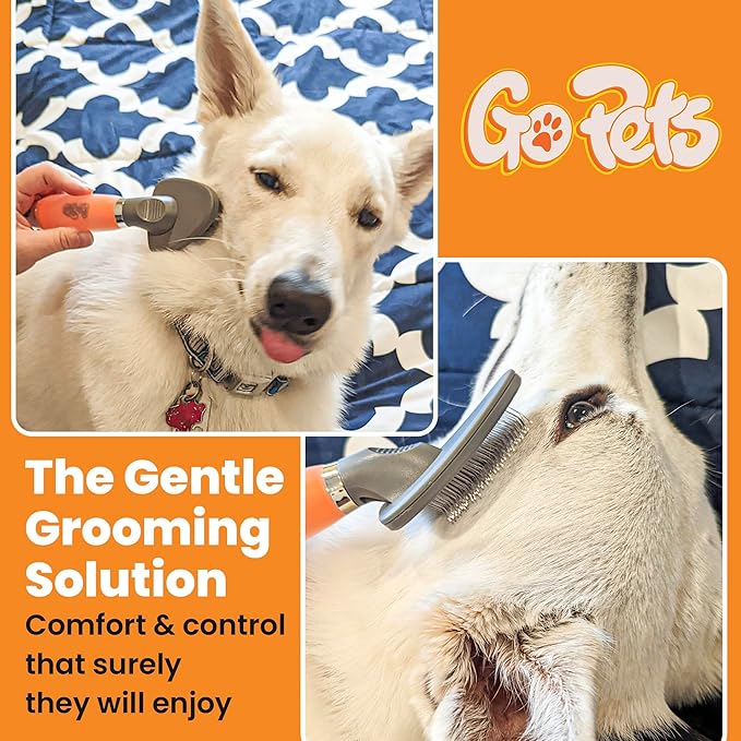 GoPets Small Pin Slicker Brush, Soft Dematting & Grooming Brush for Short & Long-Haired Dogs, Detangler & Shedding Brush, Professional Grooming, Perfect for Small & Large Dogs, Cats & Rabbits
