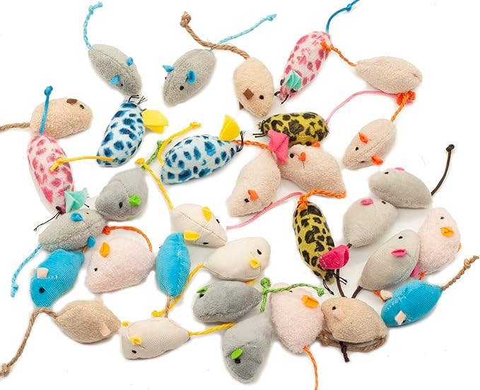 Fashion's Talk Mouse Catnip Cat Toys Soft Plush Catnip Mice Assorted Style Catnip Cat Toys Variety Pack 32 Count