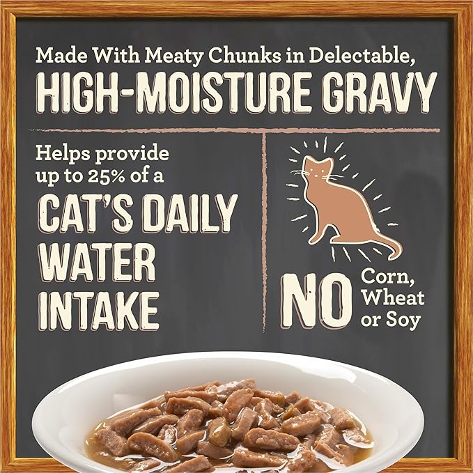 Merrick Purrfect Bistro Bon Appetits Premium Grain Free Wet Cat Food Topper, Turkey Recipe Chunks in Gravy - (Pack of 24) 3 oz. Pouches