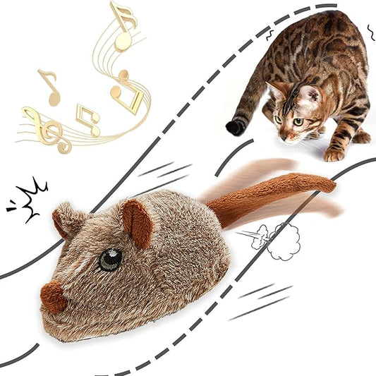 Interactive Cat Toys for Indoor Cats, Automatic Moving Mice Toy with Electronic Real Squeaky Sound, Cat Mouse Toys Self Play Exercise