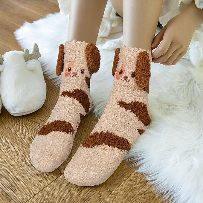 Benefeet Sox Funny Animal Fuzzy Socks for Women Girls - Cute Fluffy Slippers, Cozy Warm Winter Plush Sleeping Socks