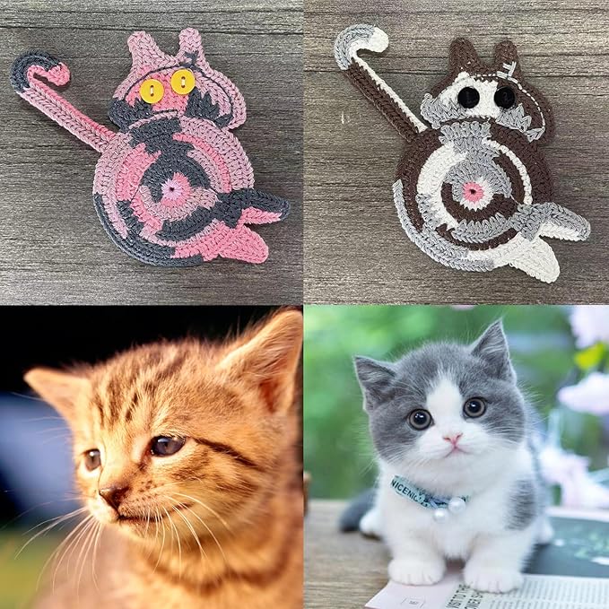 7PCS Drink Coasters - Woven Creative Cute Cat Coasters for Coffee and Tea - Desktop Gifts