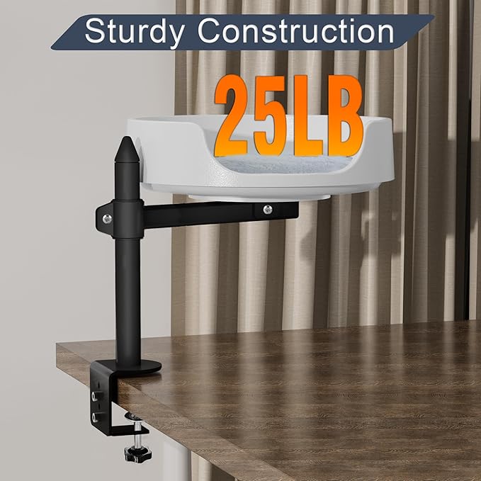 Cat Bed for Desk Elevated Cat House Over Desk Keeps Kitten Cat Close and Workspace Clear Cat Box with Pet Cushions (Straight Rod)