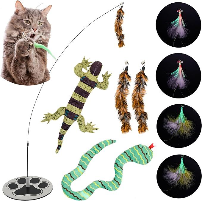 Multisurface Round Base Cat Wand Toy Glow in the Dark Octopus Attachments Cat Toy Feather Wand Suction Cup Feather Cat Toy Cat Toy Interactive Toys Cat Toys Cat Wand Toys for Cats Indoor Kitten Toy