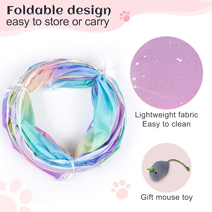 Cat Tunnel, S-Shape Cat Tunnels for Indoor Cats Foldable Cat Toys Cute Cat Tube with Mouse Toy Pet Cat Stuff