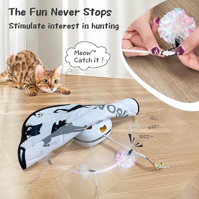 ORSDA 14Pcs Cat Feather Toys Replacement Interactive Kitten Toys for Indoor Cats with Mylar Crinkle Balls Multicolor Pack for Indoor Exercise