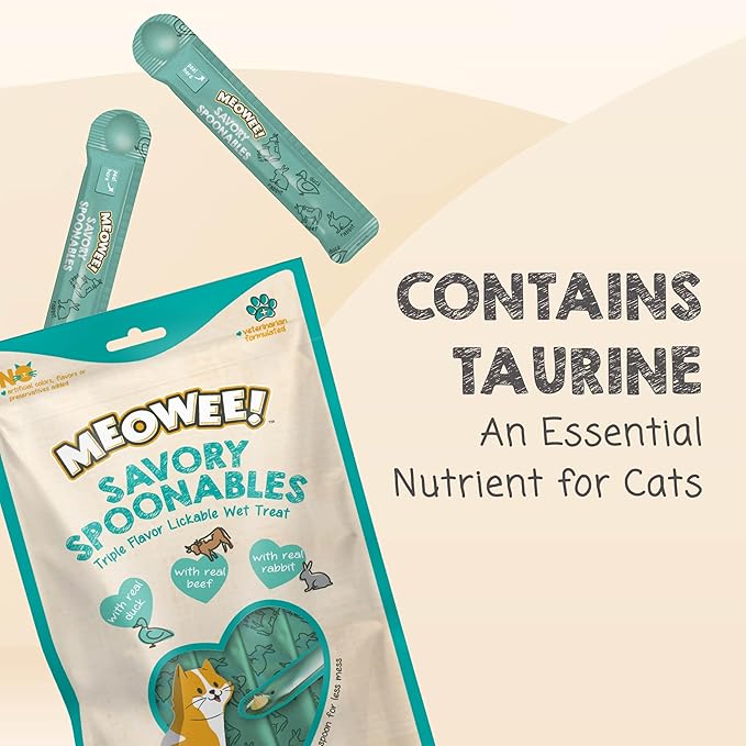 Savory Spoonables with Real Duck, Beef and Rabbit for Cats, 8 Count, Treat Your Cat to Triple Flavor Squeezable Lickable Wet Treats with Built-in Spoon for Less Mess