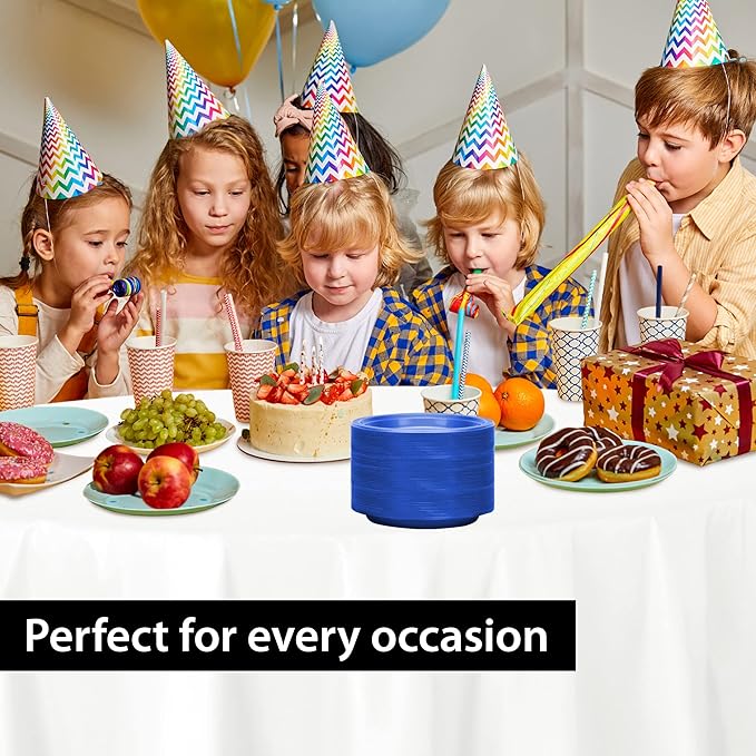 Blue Plastic Plates 9 Inch - 600 count Solid Round Party For Weddings, BBQs, Birthday Disposable Dessert (82290 (case))