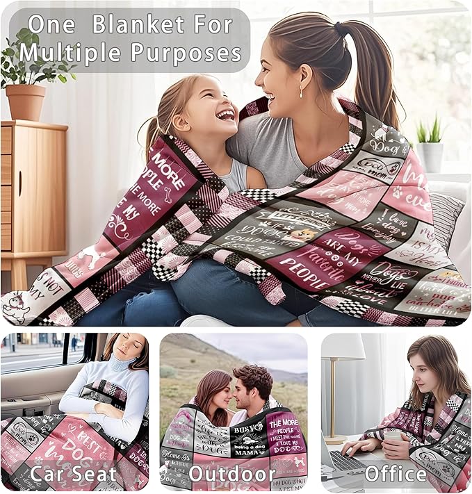 Dog Mom Blanket Gifts for Dog Lover Soft Flannel Throw Blanket Dogs Gifts for Women Dogs Themed for Decor Couch Bedding 60"x50"