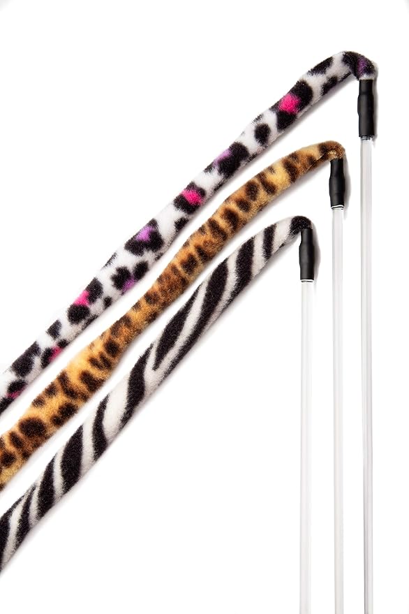 CAT DANCER Jungle Cat Wand (Pack of 2), Charmer Interactive Cat Toy, Safe Teaser Wand for Indoor Cats & Kittens, Flexible Exercise Toy Made of Multicolor Fabric Ribbon, For Medium Breeds
