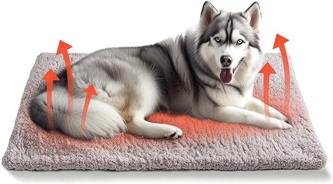 PatiencET Self Warming Cat Bed Mat, Self Heating Pet Bed for Indoor Outdoor Cats, Cat Dog Crate Pad Bed with Washable Removable Cover Non-Slip Bottom, 24"×36" Grey