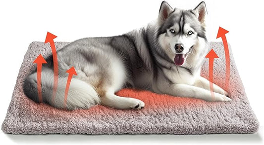 PatiencET Self Warming Cat Bed Mat, Self Heating Pet Bed for Indoor Outdoor Cats, Cat Dog Crate Pad Bed with Washable Removable Cover Non-Slip Bottom, 24"×36" Grey
