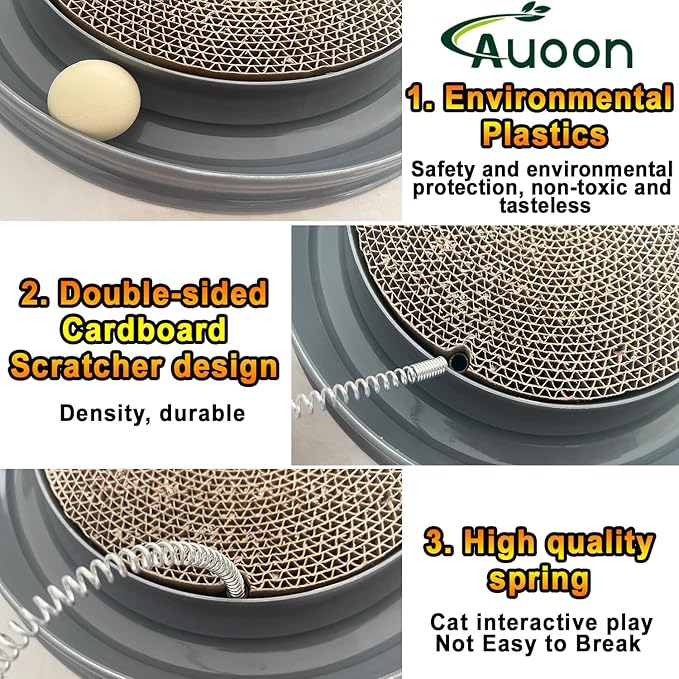 AUOON Cat Scratcher Toy, Cat Toy, Scratch pad,Scratching Toy,Post Pad Interactive Training Exercise Mouse Play Toy with Ball (Gray)
