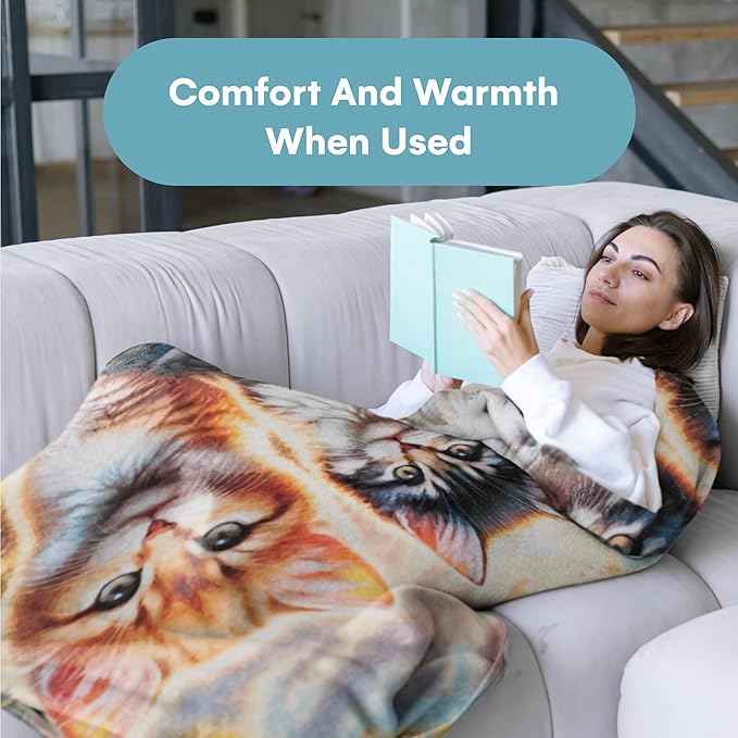 Dawhud Direct Fleece Throw Blanket - Soft and Warm Kitten Blanket - Ideal Cat Themed Throw Blanket for Cat Lovers - Cozy Fleece Blanket for Couch, Home or Travel - 60 x 50 inches