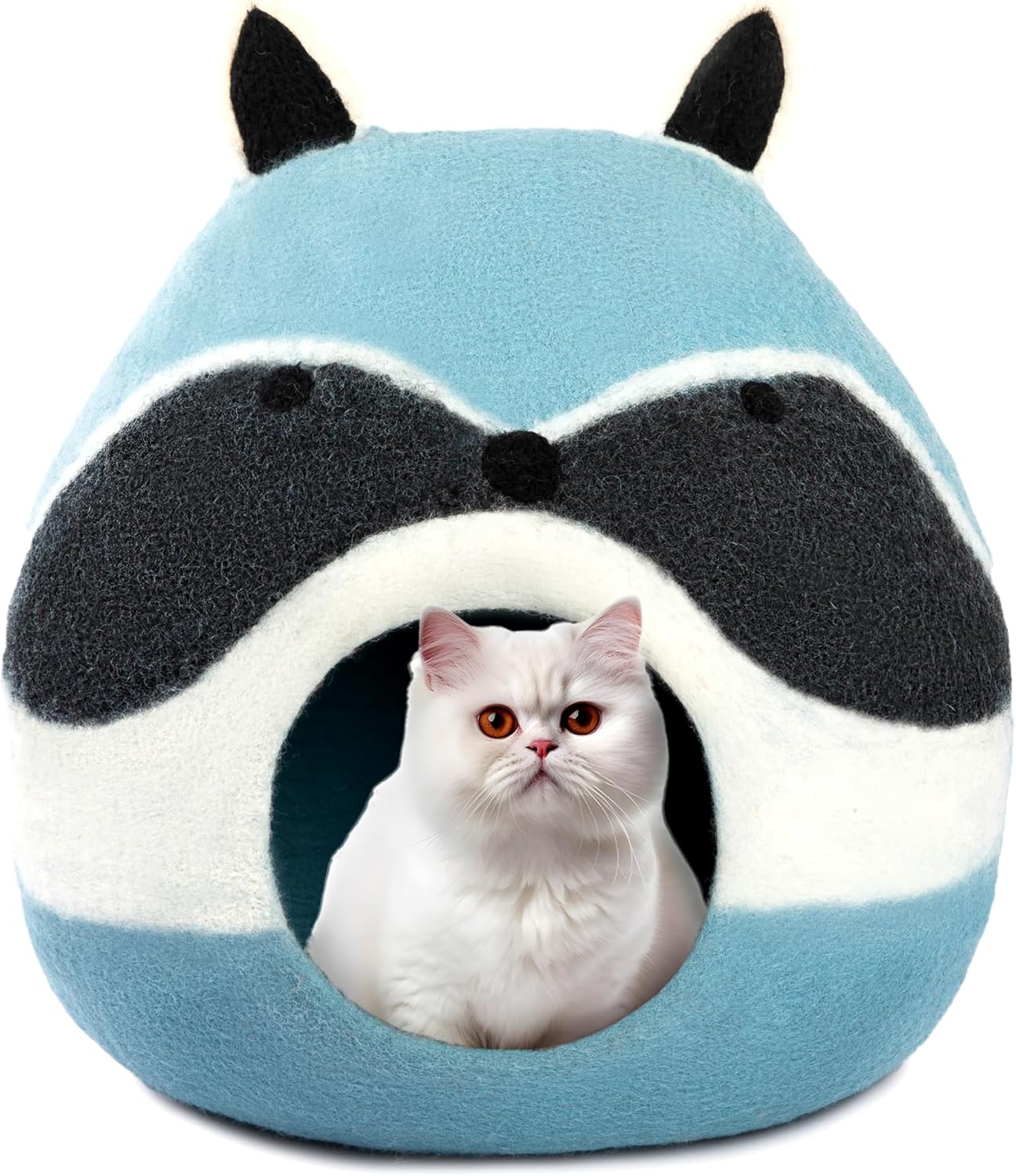 Luxurious Eco-Friendly Merino Wool Cat Cave Bed Sloth - Foldable Hideaway Pod for Indoor Cats - Premium Felt Kitten Beds - Covered Cat House for Ultimate Cozy Comfort by Woolygon