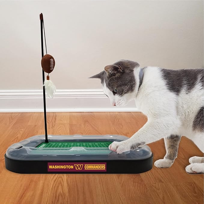 Pets First NFL Washington Commanders Cat Scratcher Football Field Board Toy with Catnip Filled Plush Football & Feather Cat Toy Hanging, with Jingle Bell Interactive Ball Cat Chasing 6-in-1 Kitty Toy