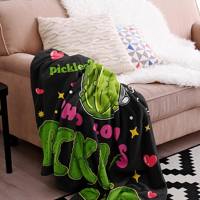 Pickle Gifts Blanket, Funny Pickles Gift for Kids, Just a Girl Who Loves Pickles, Best Pickle-Lovers Present Birthday Christmas Ideas Blanket 40"X50"