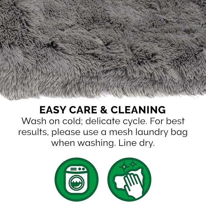 Furhaven Self-Warming Cat Bed for Indoor Cats, 4-Beds-in-1 & Washable - Plush Long Faux Fur Convertible Cuddler - Gray, Large, 35.5"L x 30.0"W x 0.5"Th