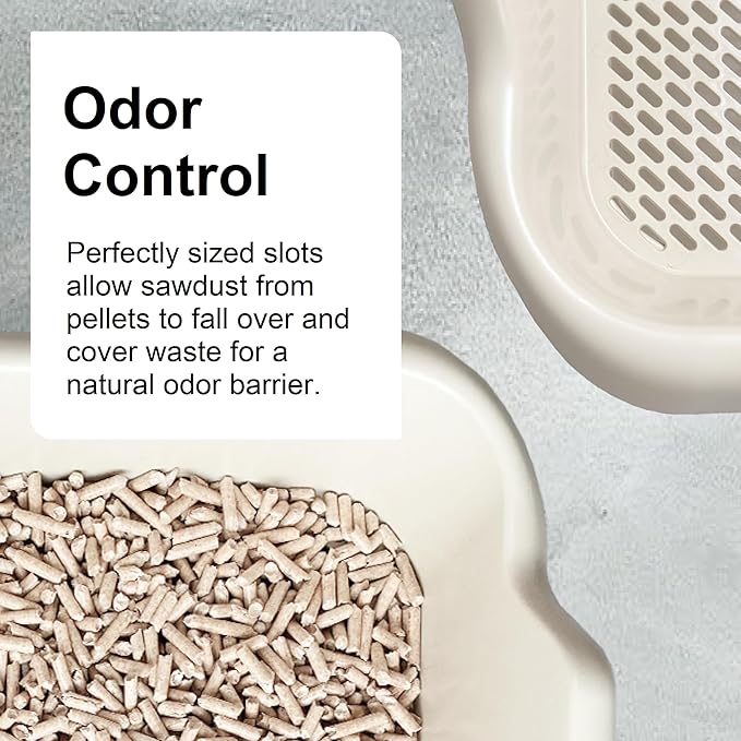 2-Pack Mr. Catman Cat Sifting Litter Box for Pine Pellets with Sifter Pan & Extra-Large 7-Day Waste Storage Tray, Sifting Cat Litter Box -Sturdy & Non-Stick, Easy Clean, Odor Control, Anti-Leakage