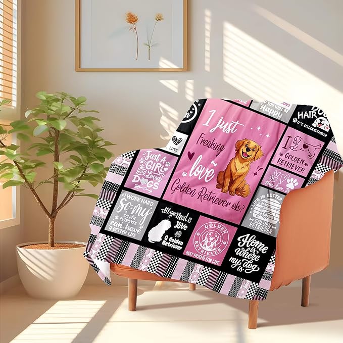 Golden Retriever Lover Blanket Gifts for Dog Moms - 50" X 60" I Just Freaking Love Golden Retirever Soft Throw Blanket - Christmas Dog Themed Gifts for Women Girls