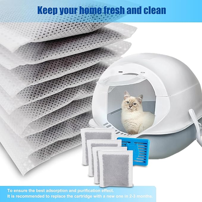 4 Pack Replacement Charcoal Filters Refill Pads for Catit Magic Blue Cat Litter Box Air Purifier