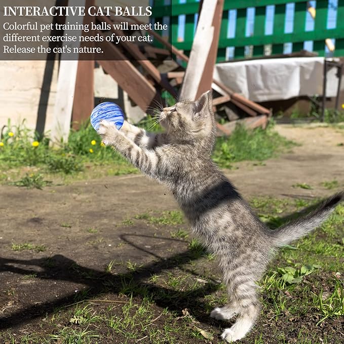 BLMHTWO 12PCS Cat Toy Balls, Pet Rainbow EVA Foam Balls 1.65inch Lightweight Colorful Cat Balls Scratching Interactive Chaser Teaser for Cats Puppy Kitty Kitten Pets (6 Colors)