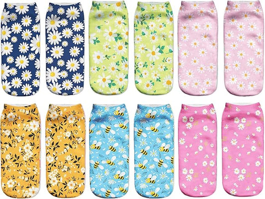 Benefeet Sox Funny Ankle Socks Cute Novelty No Show Animal Fruit Flower Cartoon Colorful Graphic Low Cut Socks for Women Girl