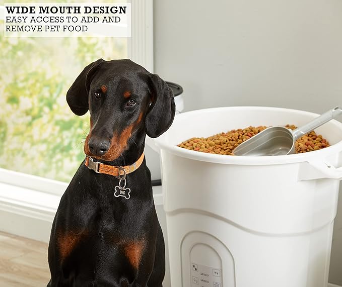 United Solutions Large Pet Food Storage Container with Snap-Tight Lid, 20 Gallon Capacity, Great for Dog Food, Livestock Feed, Bird Seed and More, (Pack of 2), White Base and Black Lid