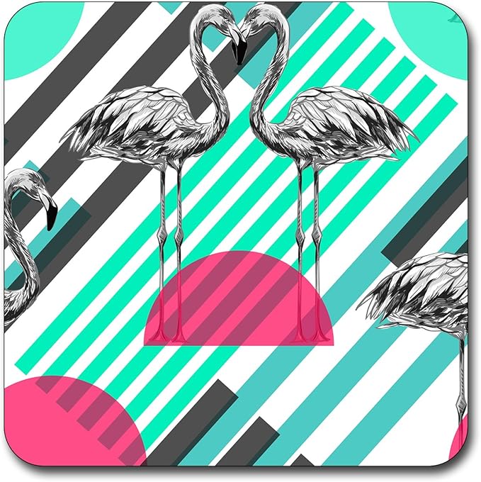 Beautiful Flamingos Beautiful Flamingos Pattern Square Coaster Set - Made of Recycled Rubber - Set of 4 …