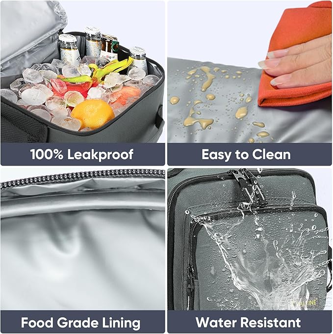 BALEINE Insulated Lunch Bag for Men Women, Leakproof Cooler Bag with Adjustable Shoulder Strap for Work Picnic, Lunch Box for Women Men (Small, Black)