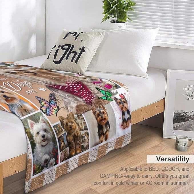 Yorkie Blanket Dog Yorkie Gifts for Girls Boys Woman Yorkshire Lover Throw Blankets Soft Blanket Warm Fleece Flannel Plush Blankets for Bed Sofa Couch 40"x50"