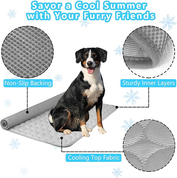 Dog Cooling Mat, Cooling Bed for Dogs Easy Washable Cooling Pad for Dog for All Types of Pets and is Perfect for Both Indoor and Outdoor Use, Including Car Seats 40" x 28"