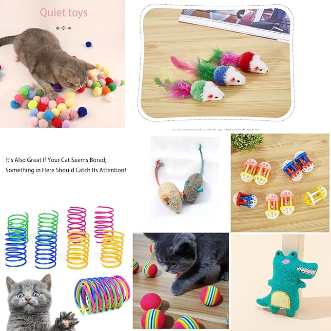 Cat Toys Tunnel Bag Toys Set, Fun Cat Tunnel Bag with 22pcs Rich Interactive Cat Toys, Cat Toy Gift Collection for Indoor Kittens or Cats, Interactive Cat Exercise Toys (Pink)