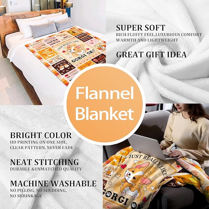 Corgi Blanket Gifts for Girls Women, Corgis Gift for Corgi Lovers Room Decor, Corgis Throw Blanket 50" x 40"