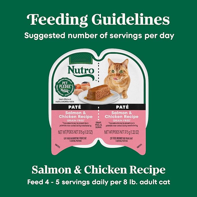 Nutro Perfect Portions Wet Cat Food Paté Salmon & Chicken Recipe, (24) 2.64 oz. Twin-Pack Trays