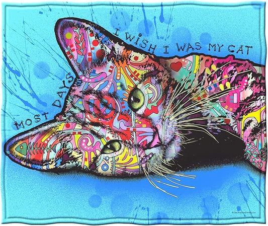 Dawhud Direct 50x60-Inch Fleece Throw Blanket - Dean Russo Cat Blanket for Adults and Kids - Soft and Cozy for Bed, Couch, or Travel - Thoughtful Cat Lover Gifts for Women