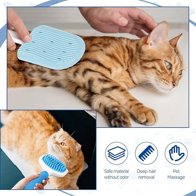 Baderke 3 Pcs Cat Tongue Comb Silicone Cat Comb Dog Brush Kit Cute Cartoon Cat Brushes Soft Self Cleaning Massage Removes Fur Reducing Hairballs for Cats Dogs
