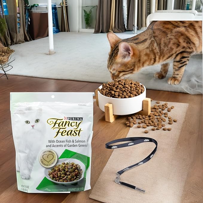 Fancy Feast Cat Food, 16 Oz, with Ocean Fish Salmon -Gourmet Dry Blend SS Pet Training Whistle, Ideal for Sensitive Stomachs, Compatible with Regular Feeding Regimen (Pack of 3)