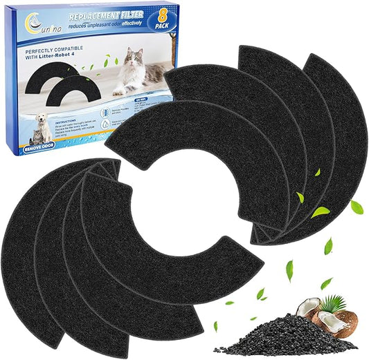 8-Pack Carbon Filters for Litter-Robot 4, Activated Carbon Litter Box Filter Compatible with Litter-Robot 4 Self Cleaning Cat Litter Box Filters Replacement Charcoal Accessories