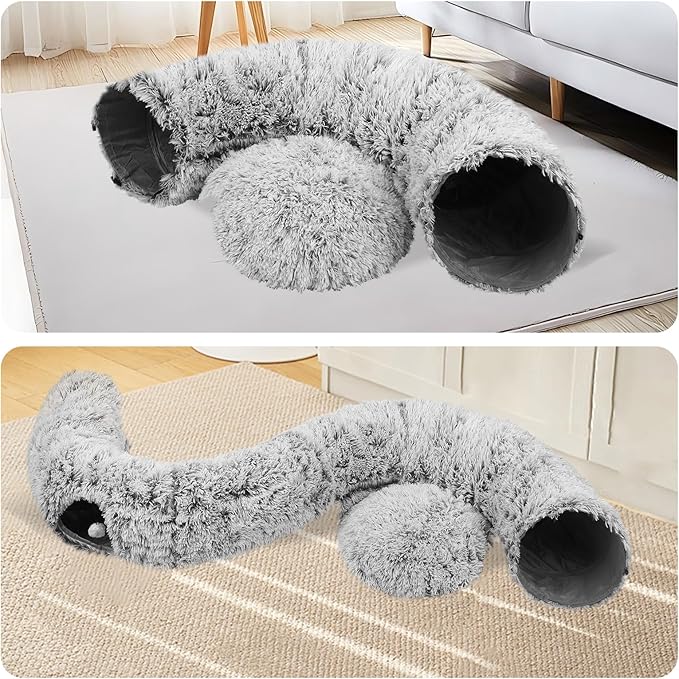 car Bed for Indoor Cats,Multifunctional cat Tunnel Suitable for Small, Medium and Large Cats (Grey)