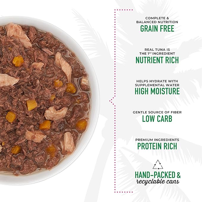 Tiki Cat Aloha Friends, Tuna, Ocean Whitefish & Pumpkin, Grain-Free & High Moisture, Wet Cat Food for All Life Stages 3 oz. Cans (Pack of 12)