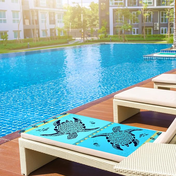 LIVILAN Turtle Beach Towel - Soft & Absorbent: 30" x 60", Lightweight at 9 Ounces, Made of 100% Microfiber, Quick-Drying, Ideal for Beach, Travel, and Various Fun Activities.