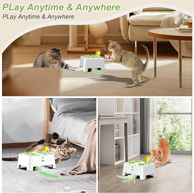 Cat Toy Replaceable Feathers and Fluffy Toy Accessories, 5 Pcs Interchangeable Attachments All Cat Toys with Small Screwdriver and Screws