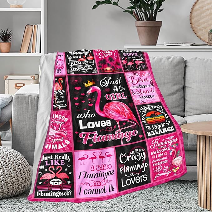 Flamingo Blanket Gifts for Women Girls, Pink Flamingo Blanket and Throws, Flamingos Lovers Birthday Gifts Decor Throw Blanket 50" x 40"