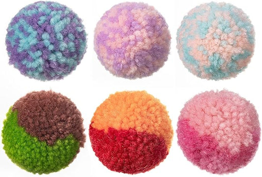 SHSHWANG Soft Pom Pom Cat Toy Balls 6 Pack, Cats Interactive Plush Toy Ball for Indoor Cats, Kitty, Kitten Chasing Toy Balls